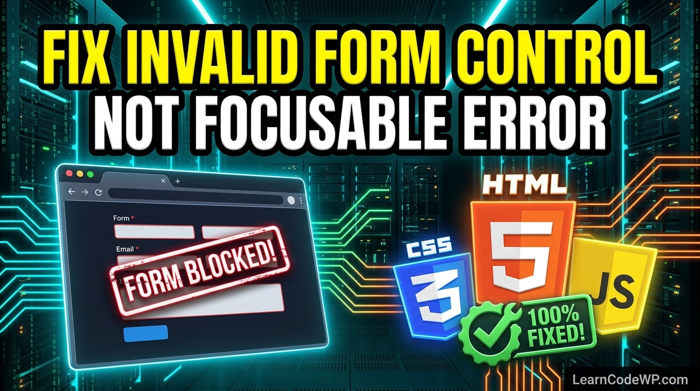 Fix Invalid Form Control Not Focusable Error in HTML5