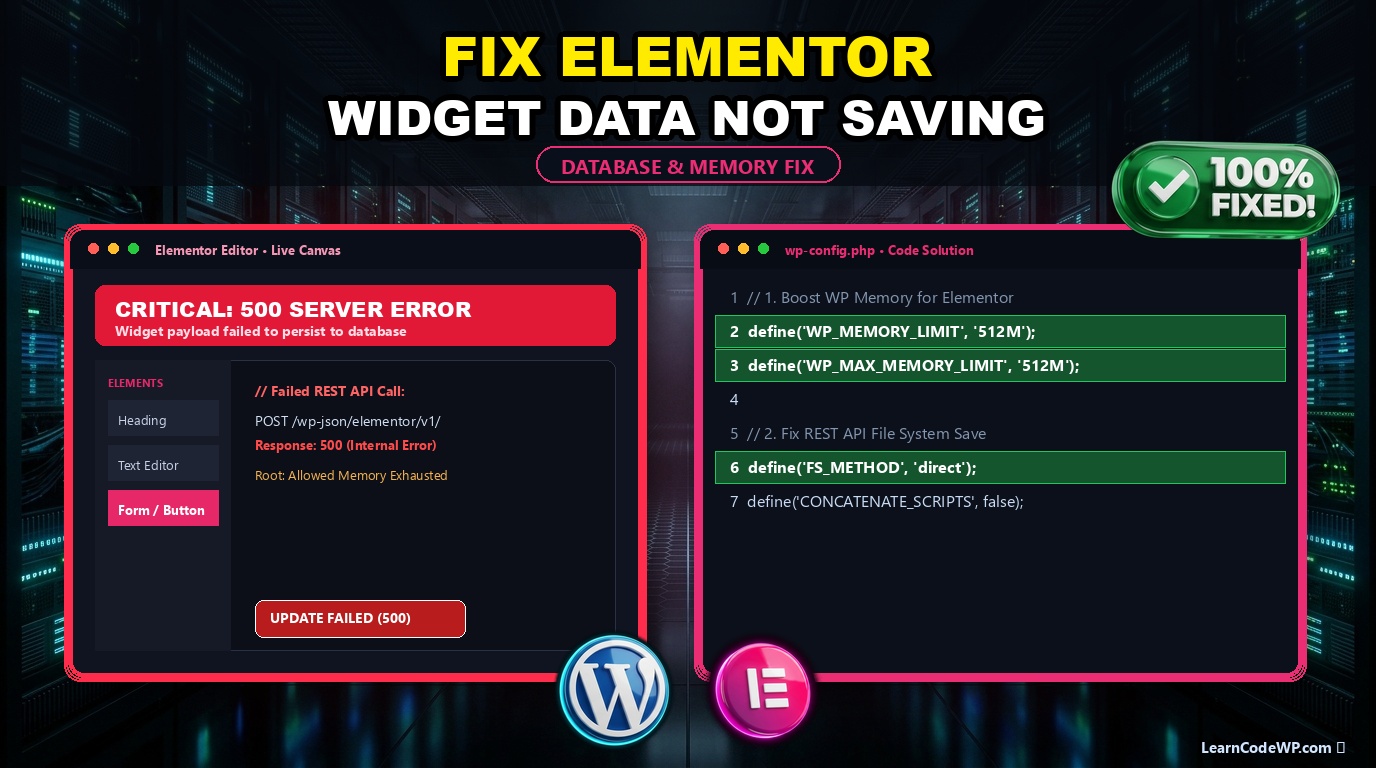 How to Fix Elementor Widget Data Not Saving (Proven Fix)