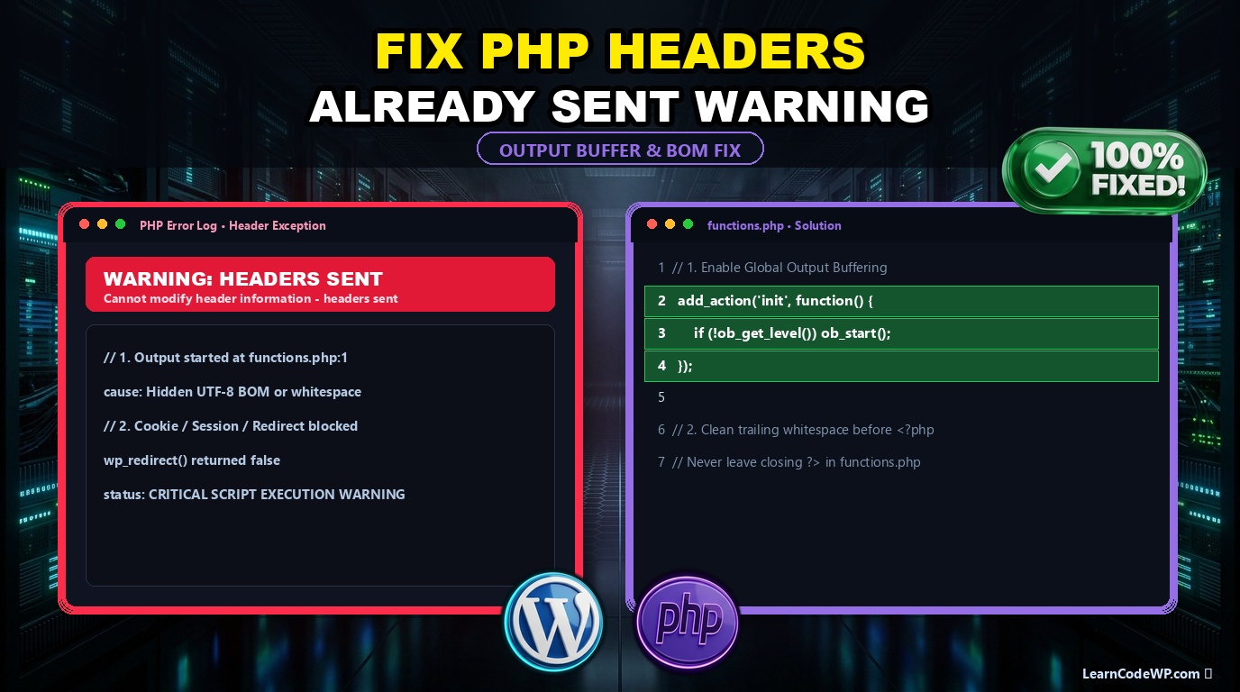 How to Fix PHP Headers Already Sent Warning in WordPress